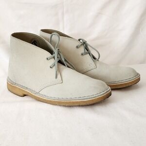 Clarks Desert Boots Women's US 8 Light Grey Suede Ankle Lace Up Chukka
